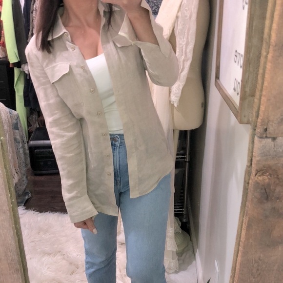 WORTH linen button down top size XP - Picture 3 of 9